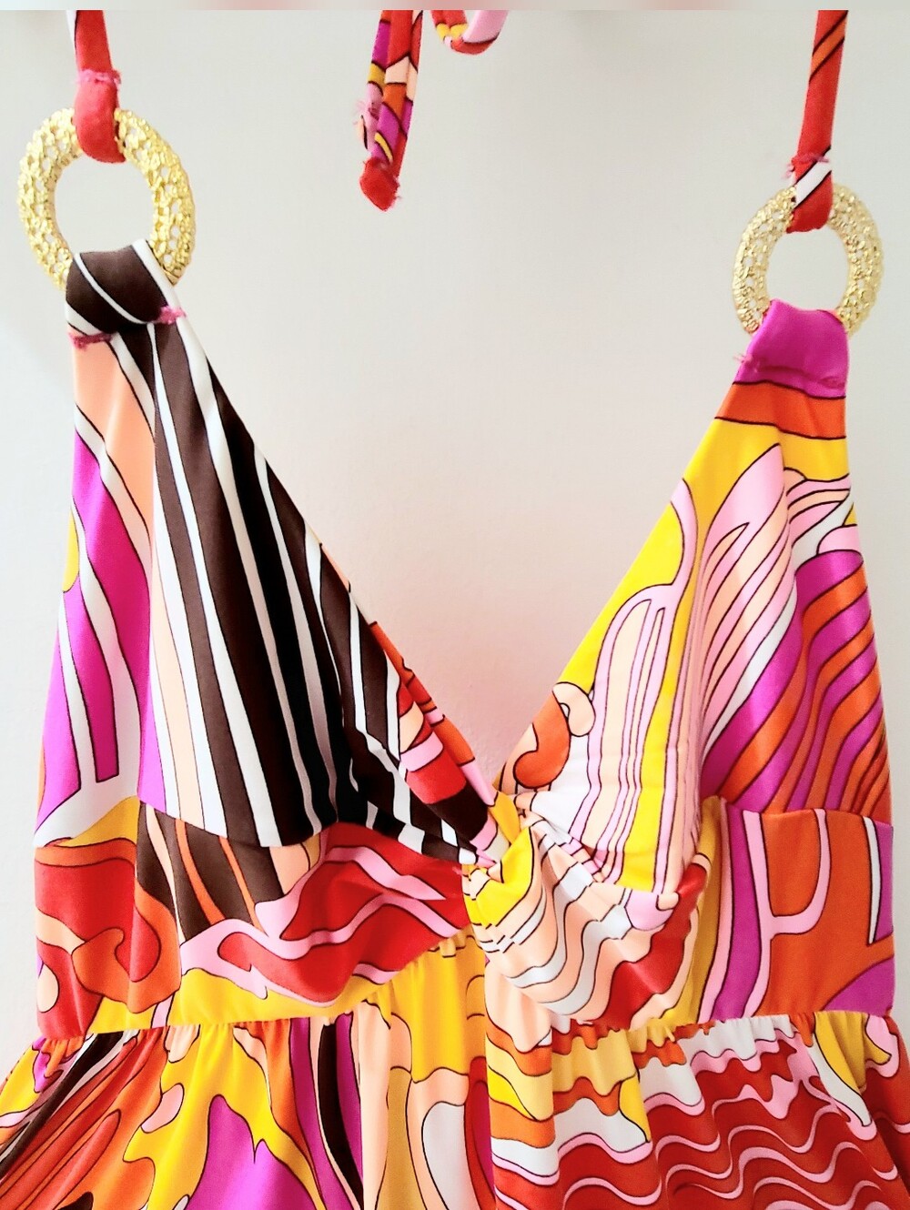Trina Turk "Bali Waves" Cover-up Maxi Dress Pink Multi Sz XS - Picture 7 of 9